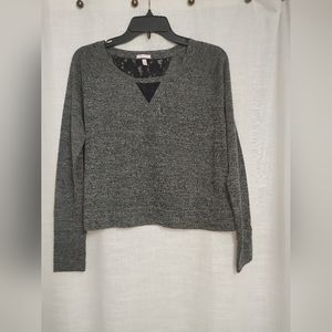 Victoria's Secret Long Sleeve Gray/Black Pull Over Top-Size: Small